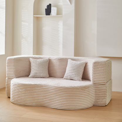 Folding Sofa Bed, Convertible Sleeper Chair with Pillow Foldable Mattress with Back Support, Portable Fold Out Chair Bed Comfy Floor Sofa Lounge for Living Room Bedroom, Beige, Single