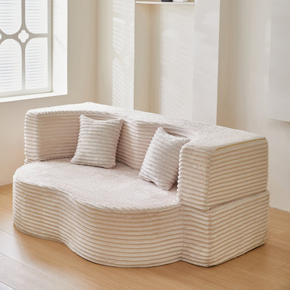 Folding Sofa Bed, Convertible Sleeper Chair with Pillow Foldable Mattress with Back Support, Portable Fold Out Chair Bed Comfy Floor Sofa Lounge for Living Room Bedroom, Beige, Single