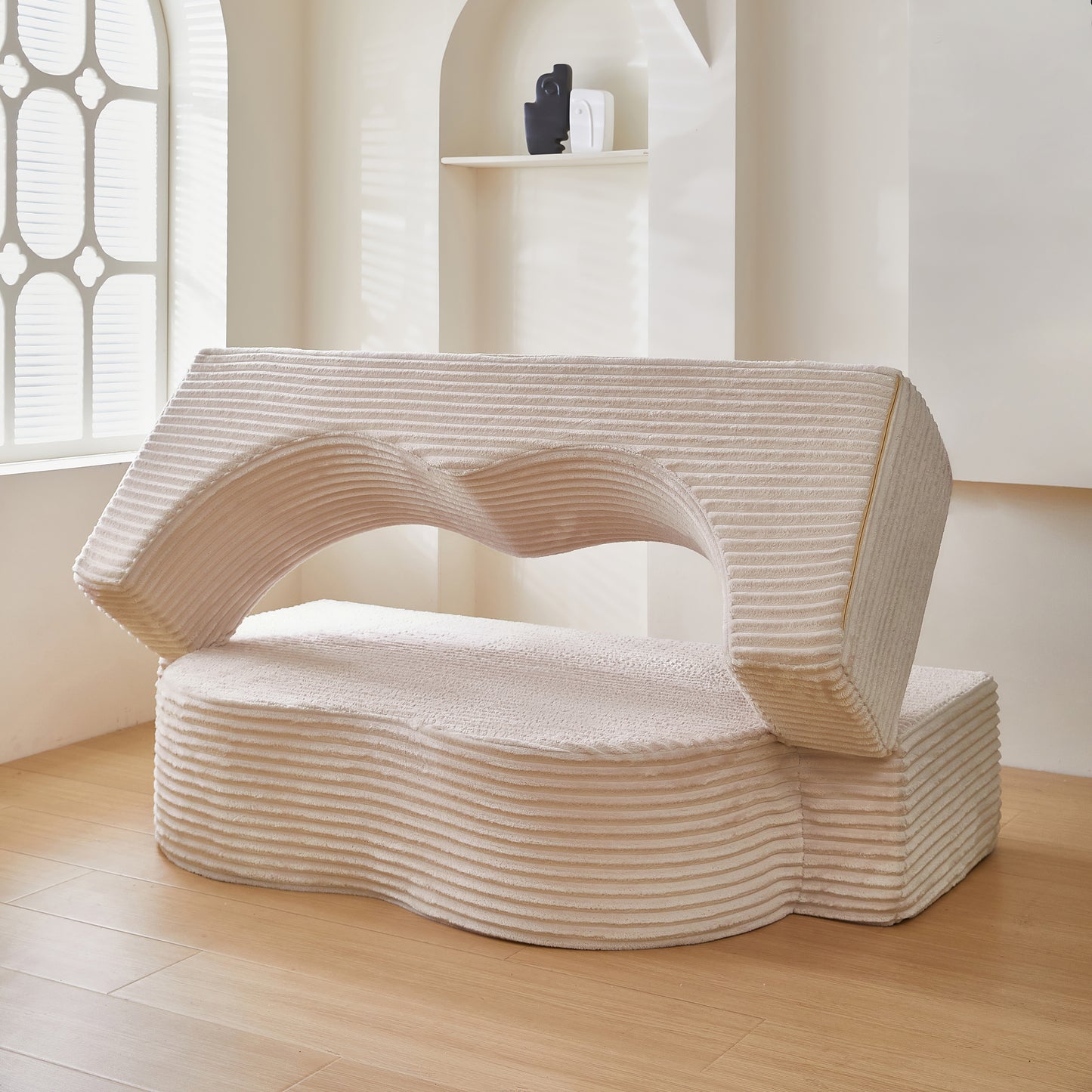 Folding Sofa Bed, Convertible Sleeper Chair with Pillow Foldable Mattress with Back Support, Portable Fold Out Chair Bed Comfy Floor Sofa Lounge for Living Room Bedroom, Beige, Single