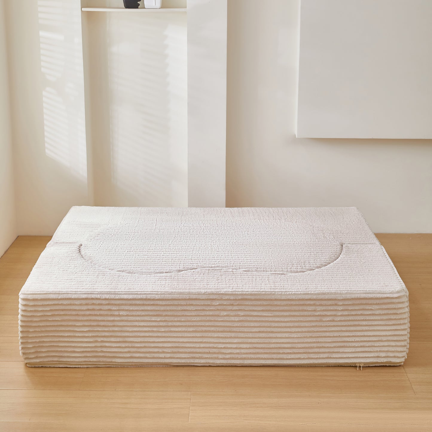 Folding Sofa Bed, Convertible Sleeper Chair with Pillow Foldable Mattress with Back Support, Portable Fold Out Chair Bed Comfy Floor Sofa Lounge for Living Room Bedroom, Beige, Single