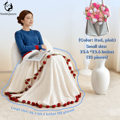 Rose hand-woven blanket, Coral fleece pure handmade blanket, can be turned into a bouquet of roses blanket,Shawl & Decoration- Christmas gift  for lover,friends,mother ,Christmas TikTokShopHolidayHaul
