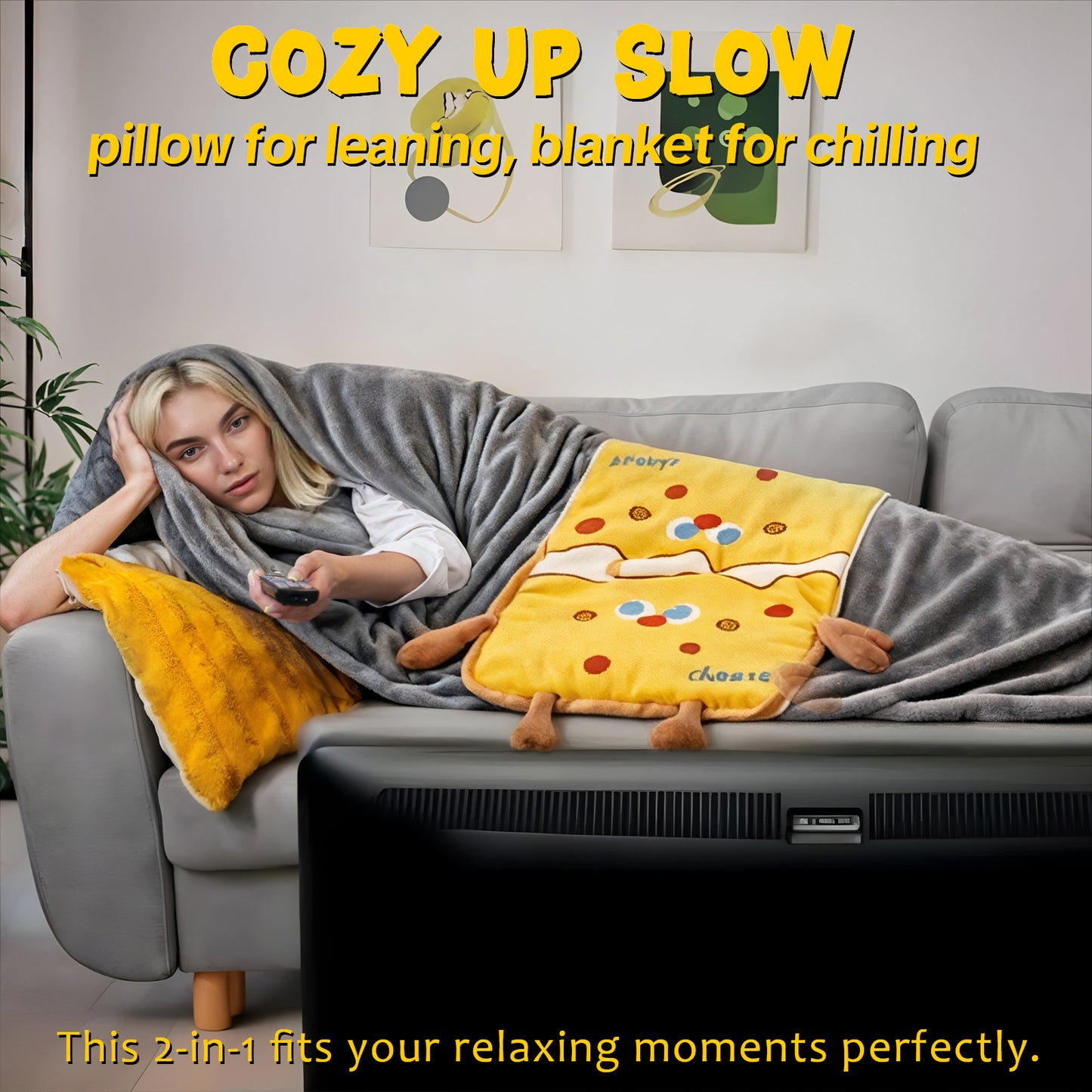 2-in-1 Coral Fleece Blanket Pillow - Soft & Skin-Friendly, Travel Portable, Multi-Use as Pillow/Blanket/Back Cushion,Easy to Clean & Dryable
