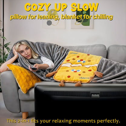 2-in-1 Coral Fleece Blanket Pillow - Soft & Skin-Friendly, Travel Portable, Multi-Use as Pillow/Blanket/Back Cushion,Easy to Clean & Dryable