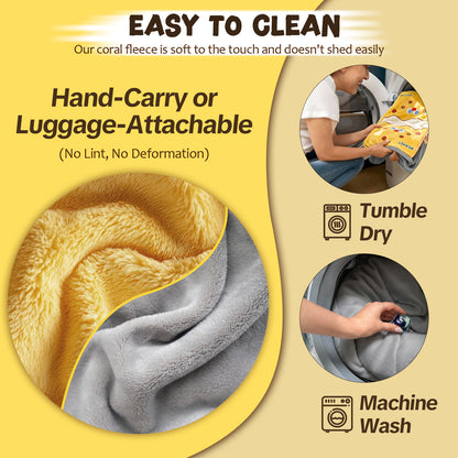 2-in-1 Coral Fleece Blanket Pillow - Soft & Skin-Friendly, Travel Portable, Multi-Use as Pillow/Blanket/Back Cushion,Easy to Clean & Dryable
