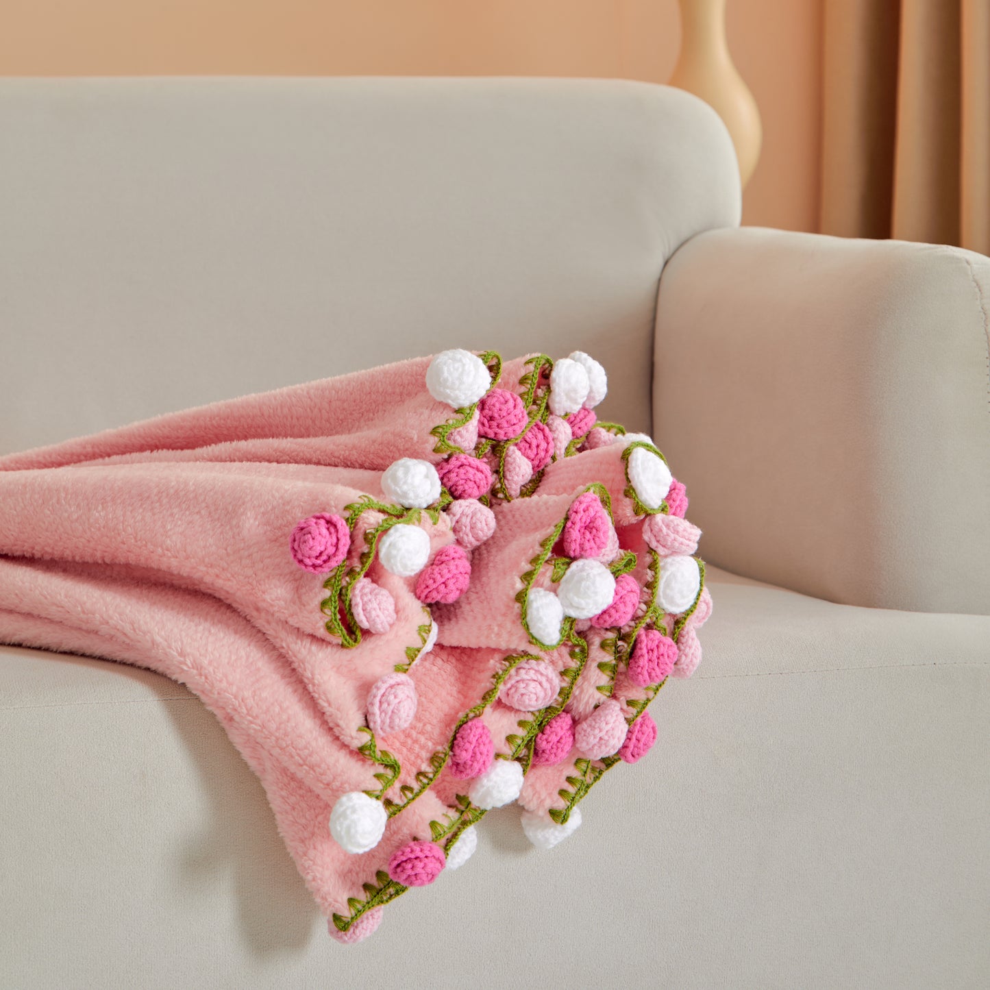 Rose hand-woven blanket, Coral fleece pure handmade blanket, can be turned into a bouquet of roses blanket,Shawl & Decoration- Christmas gift  for lover,friends,mother ,Christmas TikTokShopHolidayHaul